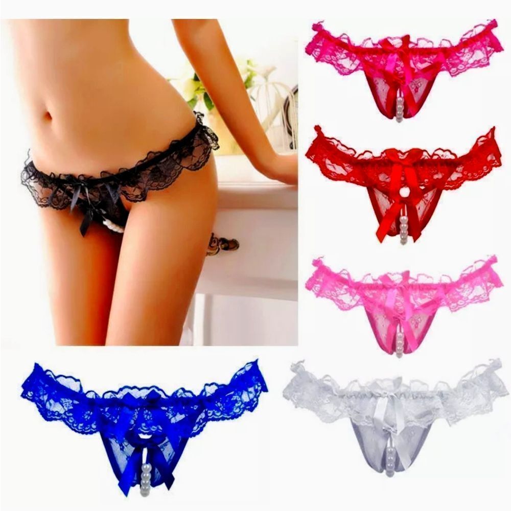 Thong-G-Strings-Pearl-Panties-Women-Lace-Briefs-Un